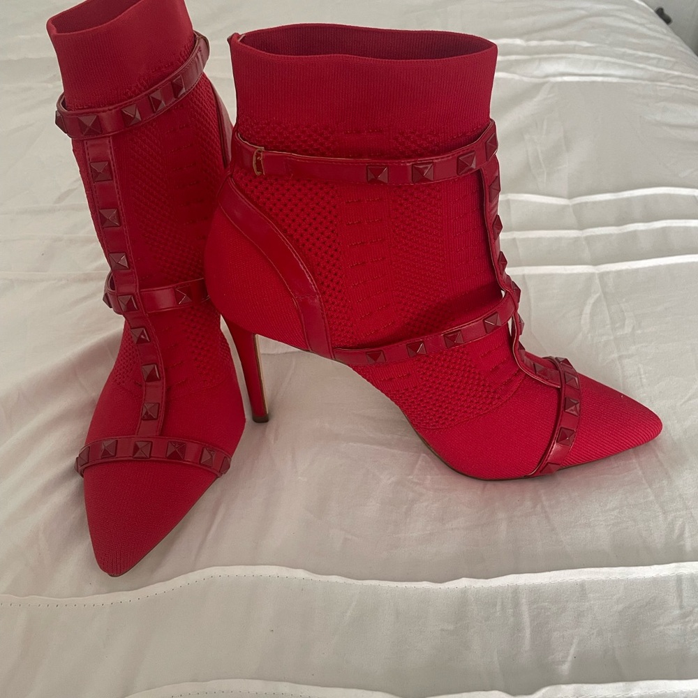 Jessica Simpson Red Studded Heeled Boots